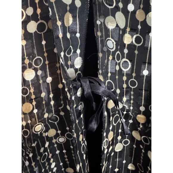 Studio 1940 Gold Black Sheer Open Front Blouse Size 26/28 Plus Size Black Blouse - Picture 4 of 9